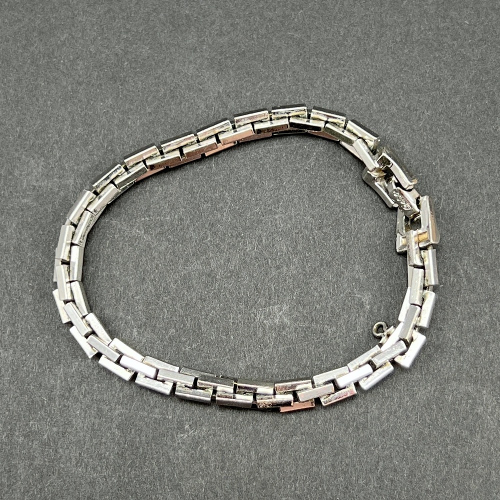 Vintage Coro Link Bracelet Silver Tone Geometric Brutalist 7.5" READ - Picture 5 of 9